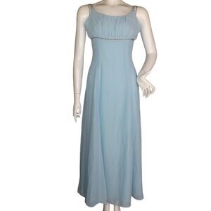 LENOVIA Gown/Maxi Dress, S, Powder Blue/Rhinestone Trim, 3 strap shoulder, Long